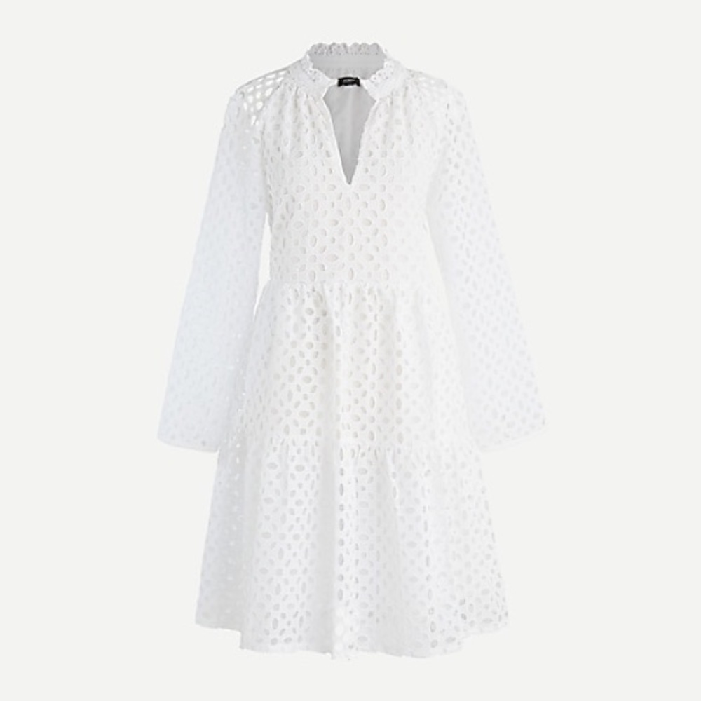 NWT J. Crew relaxed tiered White Embroidered Eyelet Dress
